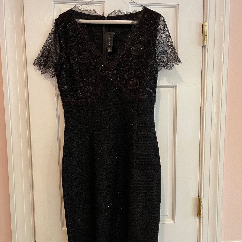 St. John Sequined Black Cocktail Dress, Size 4, NWT